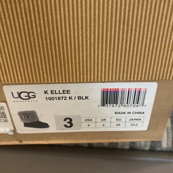 NIB UGGS K ELLEE BLK SIZE3 - Picture 3 of 4